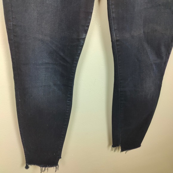 MOTHER The Stunner Zip Two Step Fray Jeans Womens 30 Dark Wash Last Call Skinny - Picture 4 of 12